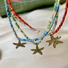Bracelet de cheville Pampelonne, rocaille et étoile de mer