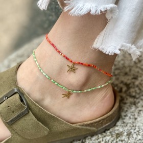 Bracelet de cheville Pampelonne, rocaille et étoile de mer