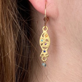 Boucle d'oreille poisson et mini pierres fines - Goa