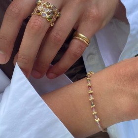 tourmaline and flower washer bracelet - Kaur