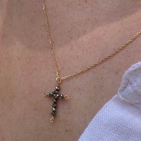 Necklace pyrite cross - Eden