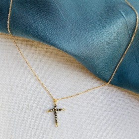 Necklace pyrite cross - Eden