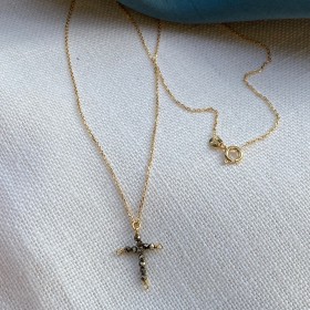 Necklace pyrite cross - Eden