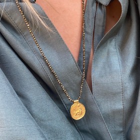 Necklace pyrite and medal - Aladin Pyrite