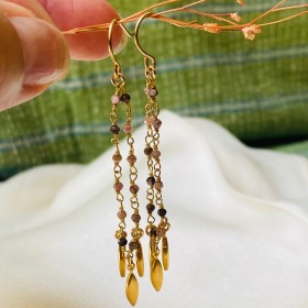 Rosary chain earrings- Madras