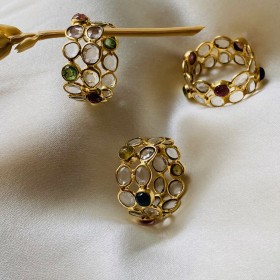 Ring crystal and tourmaline cabochon- Paradise