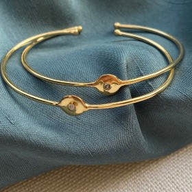 Gold plated cuff with white topaz- Lilou