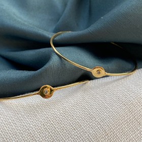Gold plated cuff with white topaz- Lilou