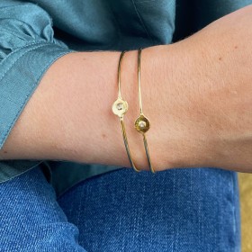 Gold plated cuff with white topaz- Lilou